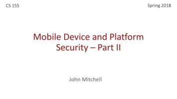 Mobile Device And Platform Security –Part II