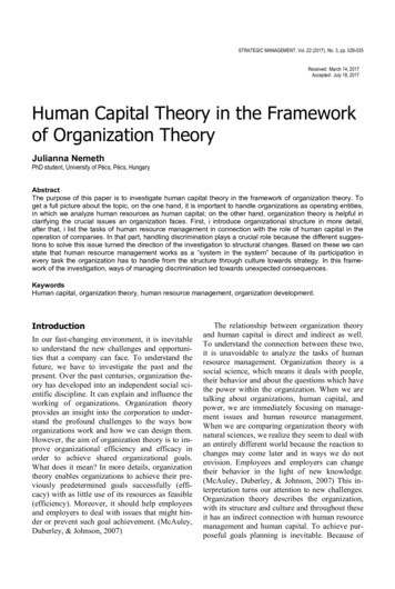 Human Capital Theory In The Framework Of Organization Theory