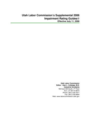 Utah Labor Commission's Supplemental 2006 Impairment Rating Guides