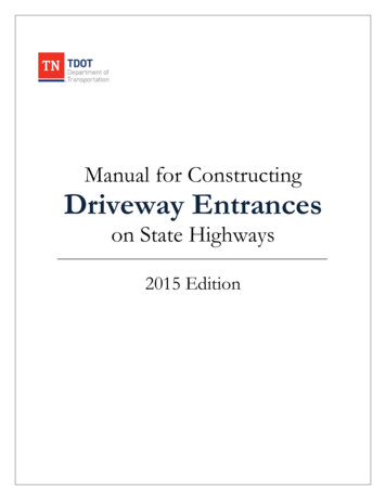 Manual For Constructing Driveway Entrances