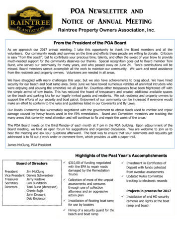 POA Newsl Etter And Notice Of Annual Meeting Raintree .