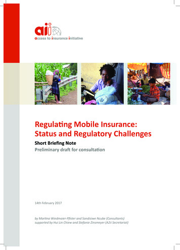 Regulating Mobile Insurance: Status And Regulatory Challenges - A2ii
