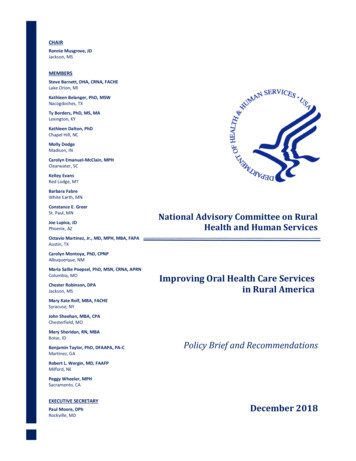 National Advisory Committee On Rural Health And Human 
