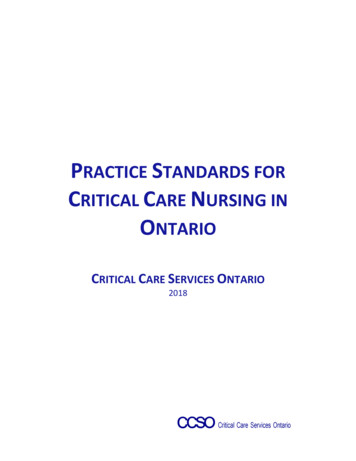 PRACTICE STANDARDS FOR CRITICAL CARE NURSING IN 