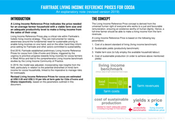 Fairtrade Living Income Reference Prices For Cocoa