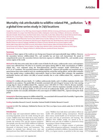 Mortality Risk Attributable To Wildfire-related PM2Ã‚Â·5 Pollution: A .