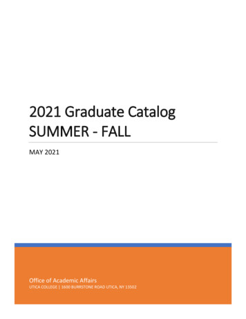 2021 Graduate Catalog SUMMER - FALL