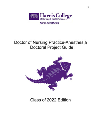 Doctor Of Nursing Practice- Anesthesia Doctoral Project Guide