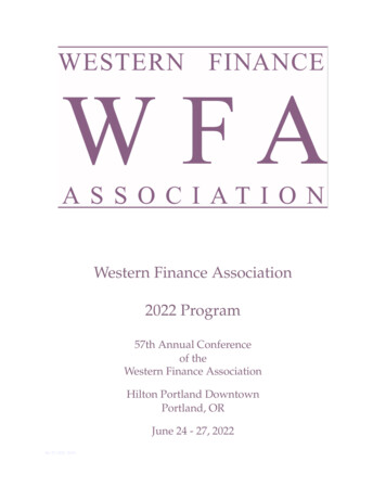 Western Finance Association 2022 Program