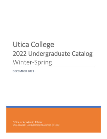 Utica College - 2022 Undergraduate Catalog 1.1 (WINTER-SPRING)