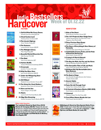 Indie Bestsellers HardcoverWeek Of 01.12