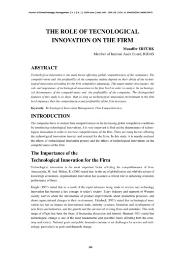 THE ROLE OF TECNOLOGICAL INNOVATION ON THE FIRM
