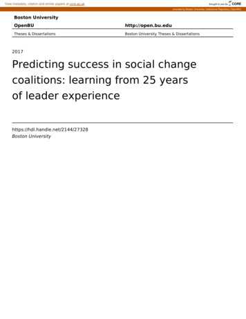 2017 Predicting Success In Social Change Coalitions: Learning . - CORE