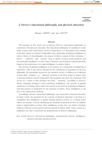 J. Dewey’s Educational Philosophy And Physical Education