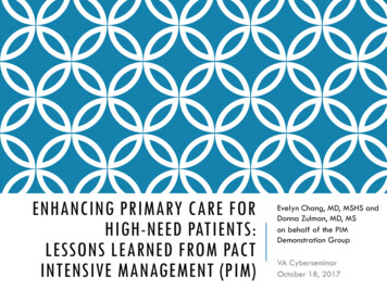 Enhancing Primary Care For High-need Patients: 12-month .
