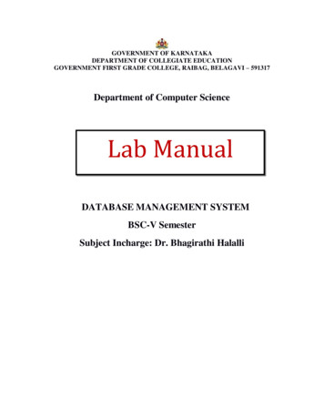 DBMS Lab Manual - Kar
