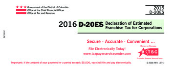 2016 Declaration D-20ES Of Estimated Franchise Tax For Corporations