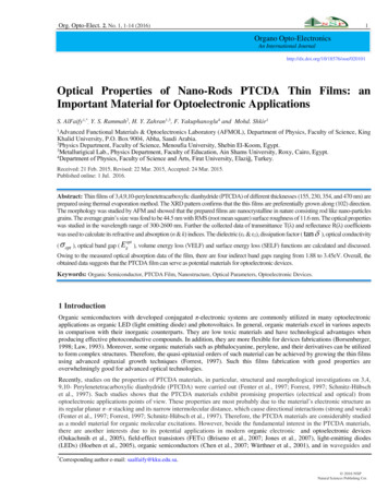 Optical Properties Of Nano-Rods PTCDA Thin Films: An .