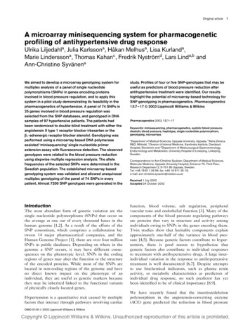 A Microarray Minisequencing System For Pharmacogenetic Proﬁling Of .