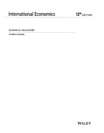 International Economics 12 EDITION DOMINICK SALVATORE Fordham University