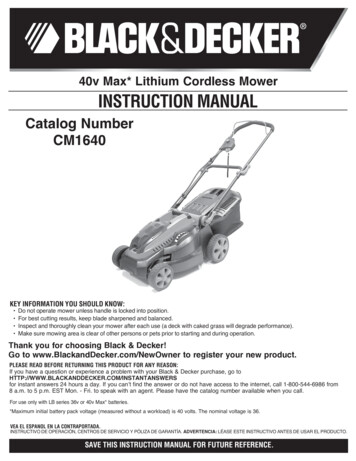 40v Max* Lithium Cordless Mower InstruCtion Manual