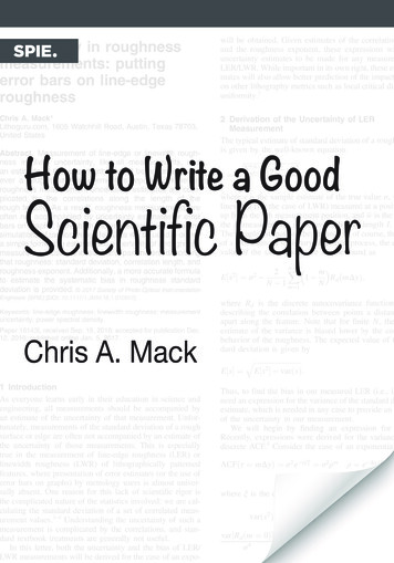 How To Write A Good Scientific Paper - SPIE