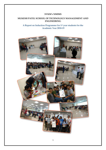 A Report On Induction Programme For 1st Year . - MBA Tech.
