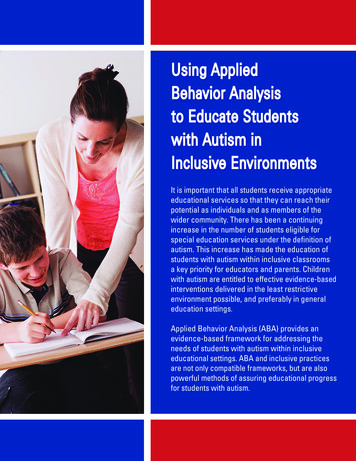Using Applied Behavior Analysis To Educate Students With .