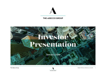 January 2019 The Adecco Group Baader Helvea Conference, Jan 2019 1