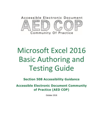 Microsoft Excel 2016 Basic Authoring And Testing Guide