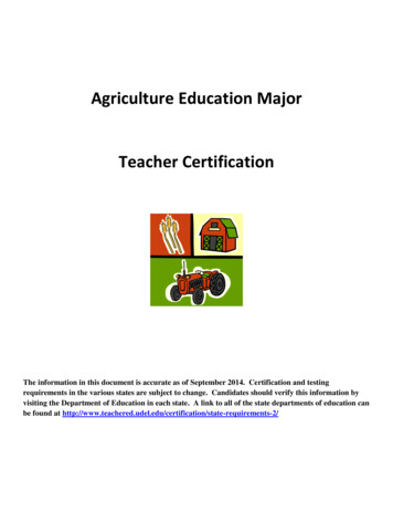 Agriculture Education Major Teacher Certification