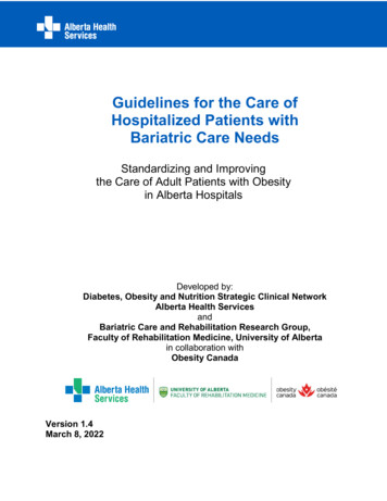 Guidelines For In-Hospital Care Of The Patient With Bariatric Needs