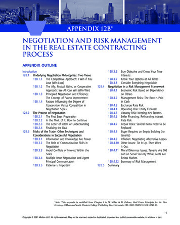 NEGOTIATION AND RISK MANAGEMENT IN THE REAL 