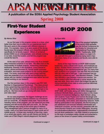 A Publication Of The SDSU Applied Psychology Student Association Spring .