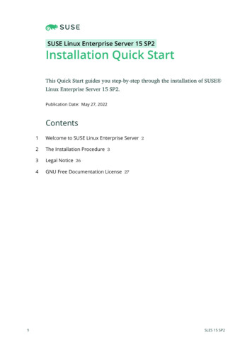 Installation Quick Start - SUSE Linux Enterprise Server 15 SP2