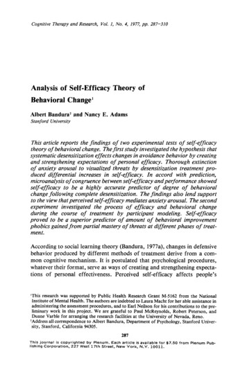 Analysis Of Self-efficacy Theory Of Behavioral Change