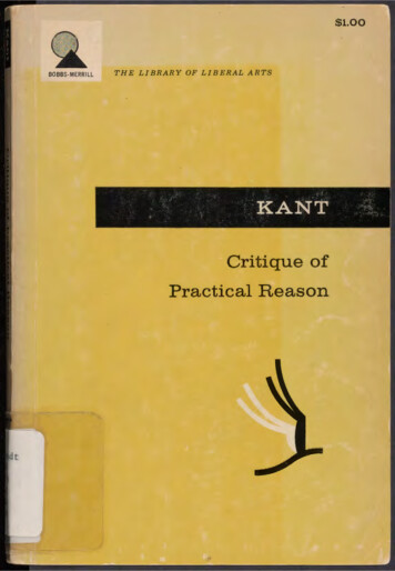 Critique Of Practical Reason - Bard College
