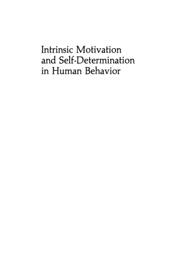 Intrinsic Motivation And Self-Determination In Human Behavior