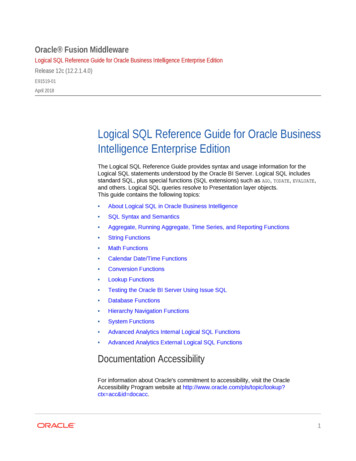 Logical SQL Reference Guide For Oracle Business .