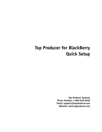 Top Producer For BlackBerry Quick Setup