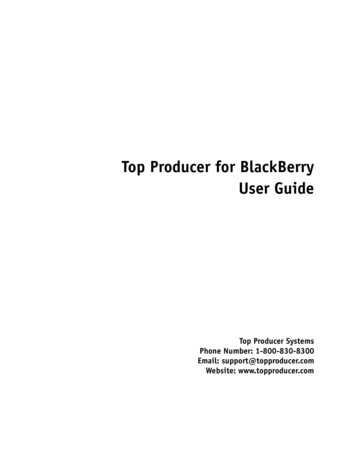 Top Producer For BlackBerry User Guide