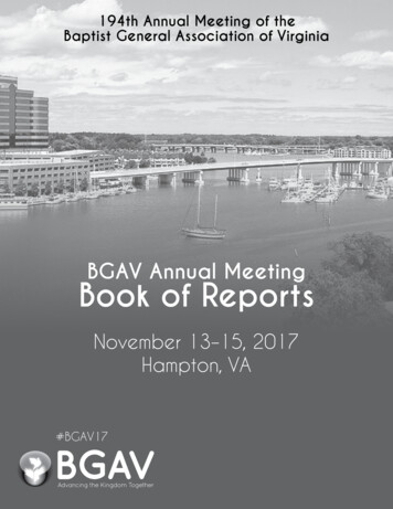 BGAV Annual Meeting Book Of Reports