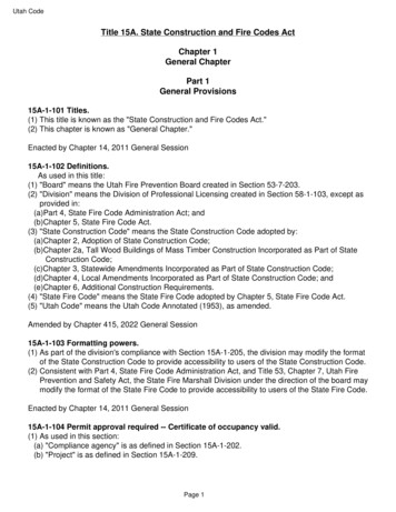 Utah Code General Chapter Chapter 1 Title 15A. State Construction And .