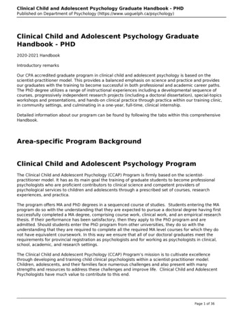 Clinical Child And Adolescent Psychology Graduate 