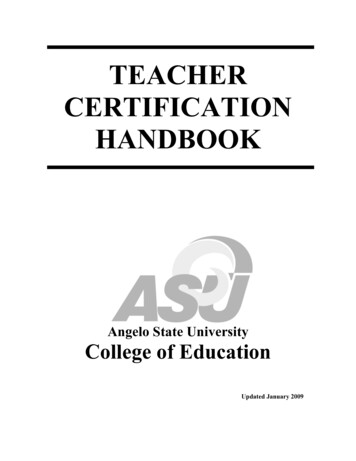TEACHER CERTIFICATION HANDBOOK - Angelo State University