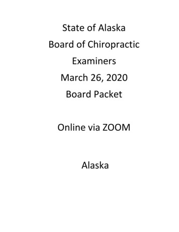State Of Alaska Board Of Chiropractic Examiners March 26, 2020