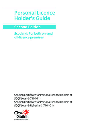 Personal Licence Holder’s Guide