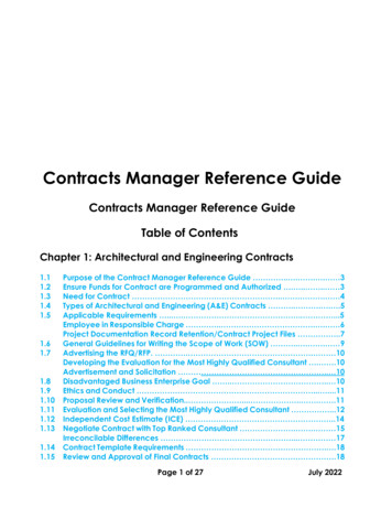 Contracts Manager Reference Guide