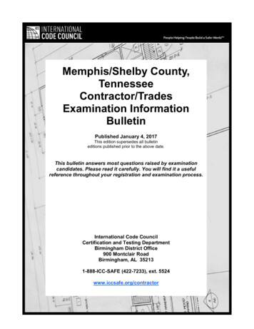 Memphis/Shelby County, Tennessee Contractor/Trades Examination . - ICC