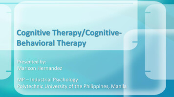 Cognitive Therapy/Cognitive- Behavioral Therapy